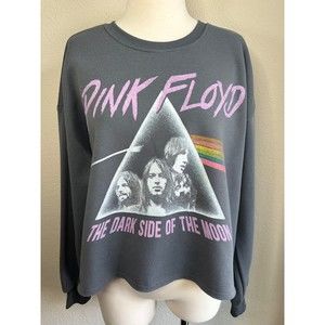 NWT Pink Floyd Dark Side Of The Moon Women's Gray Cropped Sweatshirt Size M